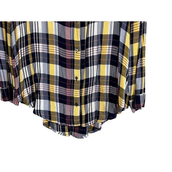 Caslon Top Women 2XL Yellow Plaid Tunic Checks Concert Western Country Preppy - Picture 5 of 13